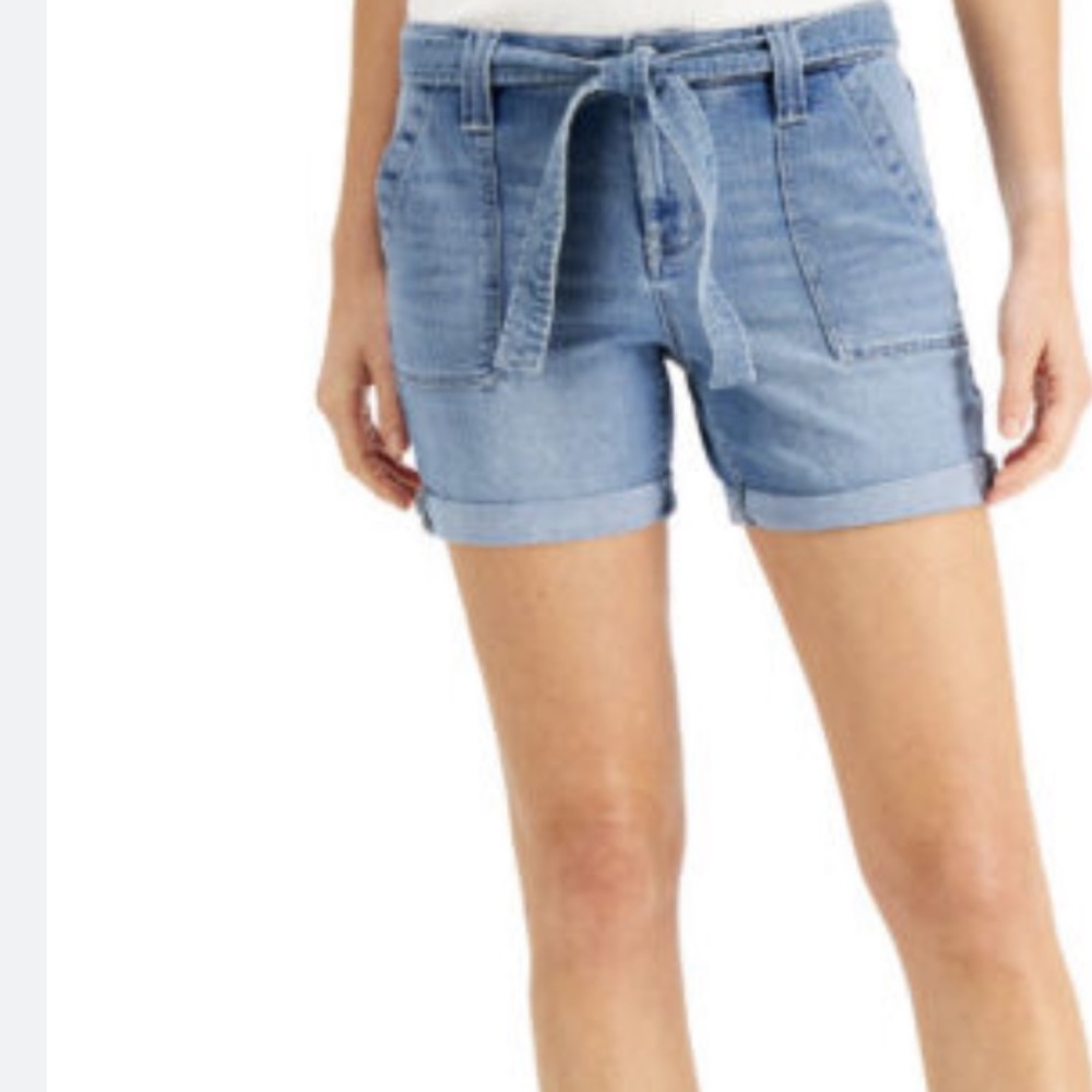 Style & Co | Women's Petite Belted Utility Shorts Blue